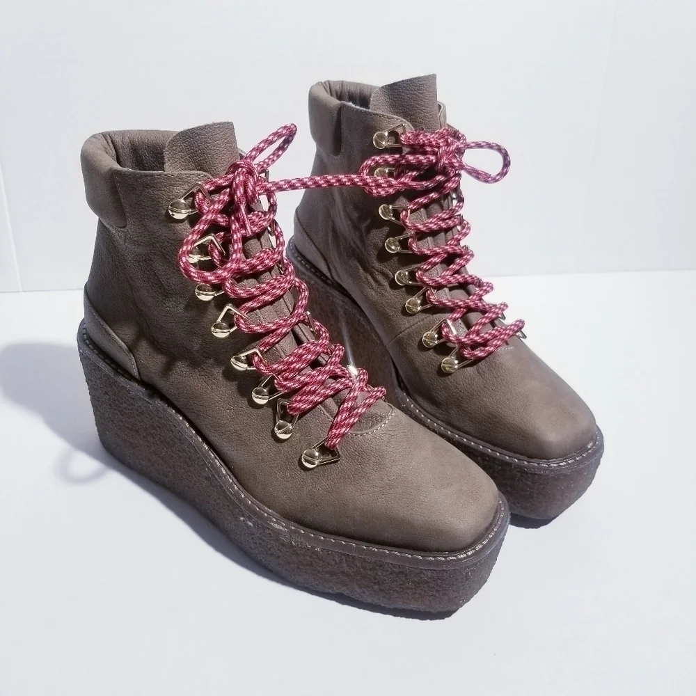 CECELIA NEW YORK Helga Platform Wedge Hiker Boots